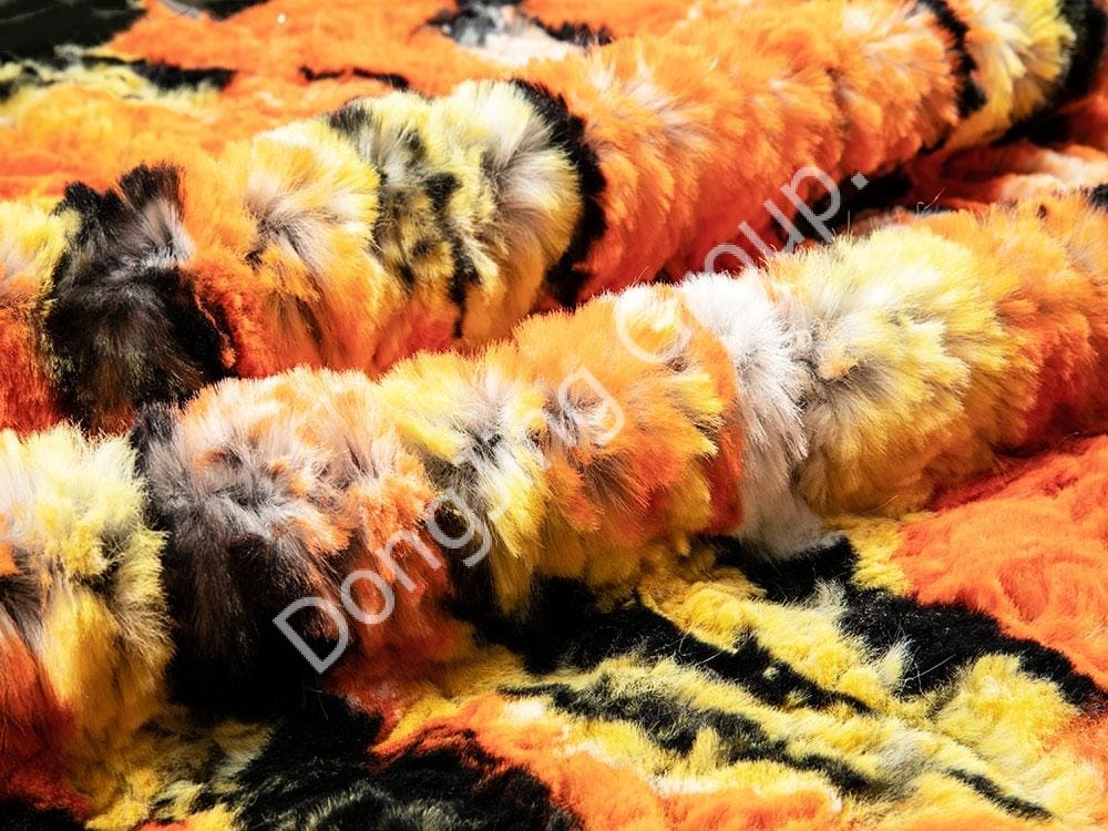 7KT0362-Off-white tryckt kaninhår faux fur fabric