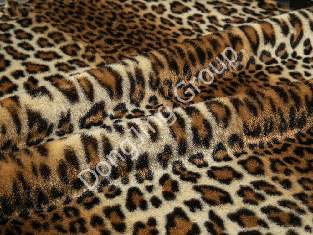 8KY0017-Beige indiskt leopardtryck faux fur fabric