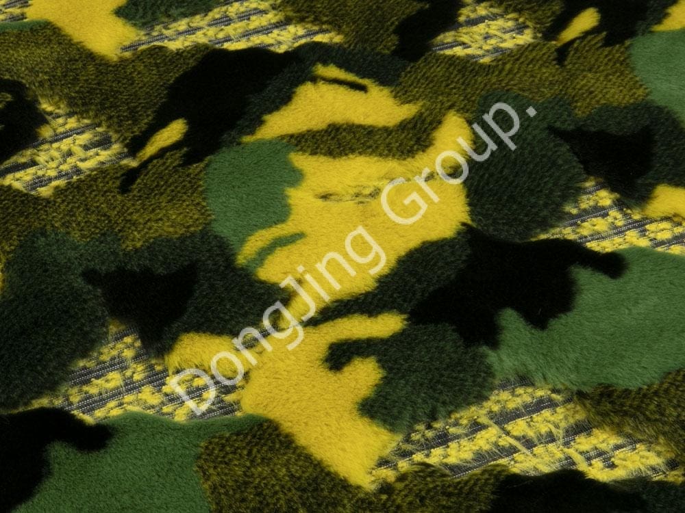 9HW0195-Femfärgat jacquardgrönt mang pythonmönster faux fur fabric