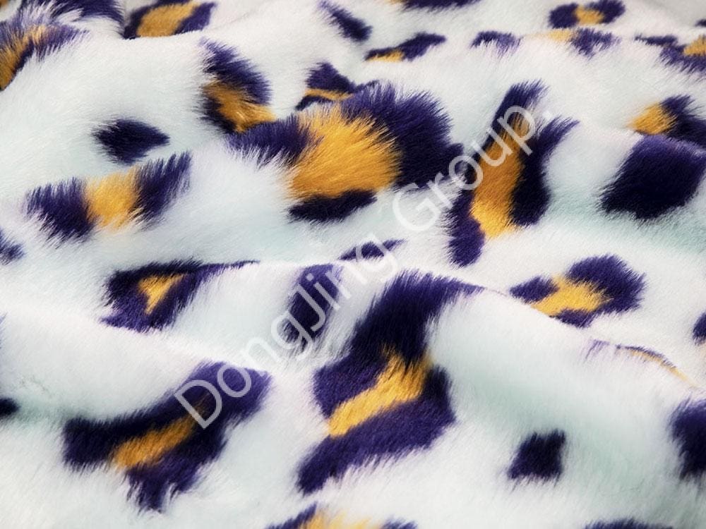 9HW0390-Tre-färgad jacquard (Landi gul) leopardcirkel leopardtryck faux fur fabric