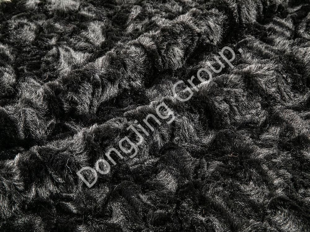 9T2446-Svart borstat kaninhår faux fur fabric