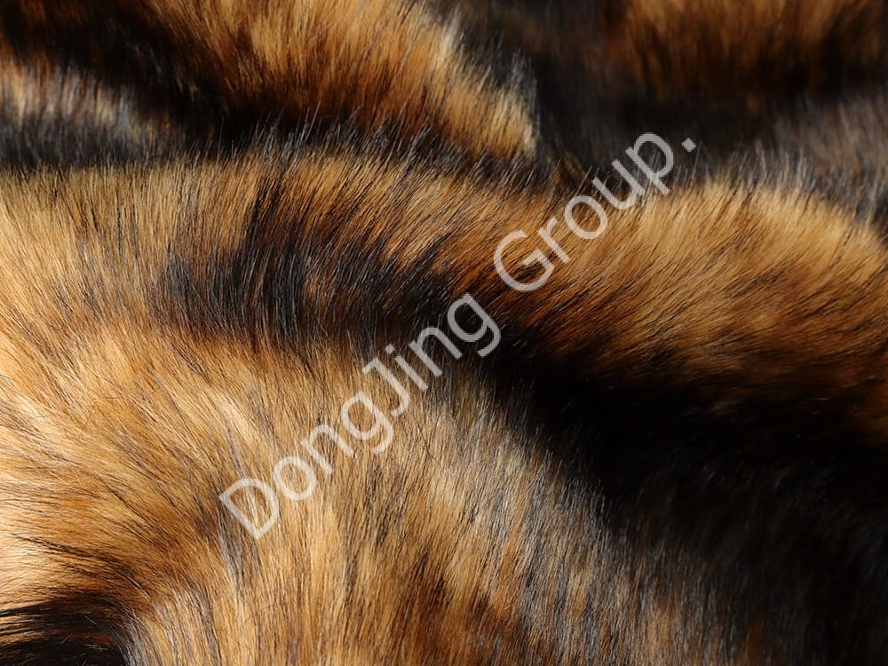 9W0591-Brunt och beige tvåfärgat jacquard-dubbelspets tvättbjörnshår faux fur fabric