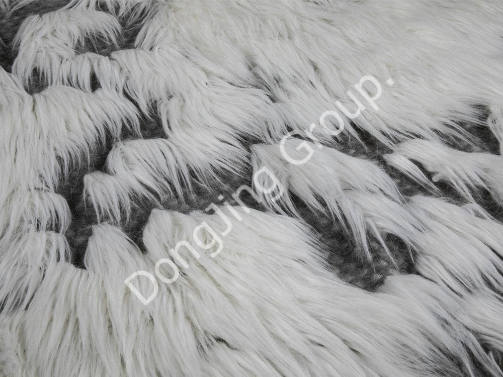 9W0925-Vit lyft grå anti-hår curling räv faux fur fabric