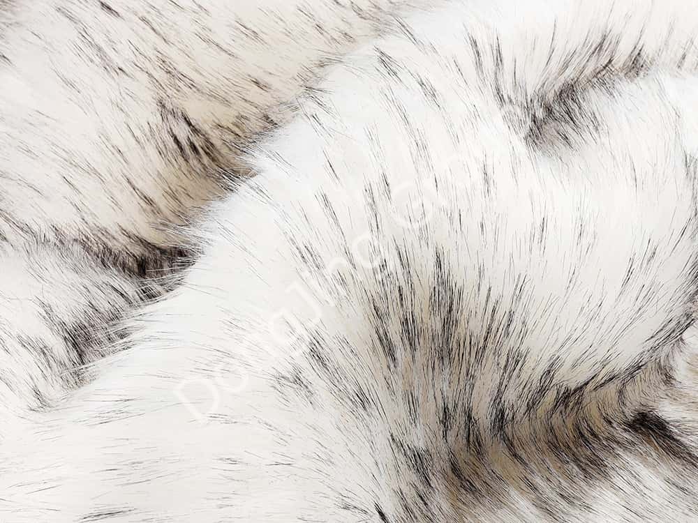 9W1127D-Vit Timmy Vit tryckt svart spetsigt tvättbjörnshår faux fur fabric